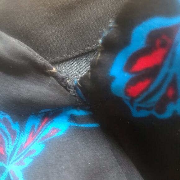 H&M Floral Blue Black V-Neck Button Down Midi Dress Women's Size 4 - Picture 10 of 10